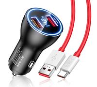 Caricatore Auto e Cavo USB C per OnePlus Nord 5 CE5 5G CE4 Lite Nord CE3 2T,6A 80W Ricarica Rapida Adattatore Caricabatteria da Auto e SuperVooc 1Metro Cavo Tipo C per OnePlus 13R 13T 13s 10 Pro Ace 5