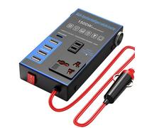 Caricatore 'auto - Inverter di auto '| Convertitore di tensione: ricarica rapida con 4 porte USB, porta PD e doppi punti vendita. Conversione da aut,o a potenza sicura con protezione da so