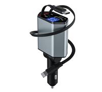 Caricatore Auto Retrattile USB-C 60W, Nuovo Caricabatterie Auto 2025 per Accendisigari, Accessori Auto 4-in-1, Adattatore USB 12V per iPhone 16/15/14/13, Samsung S24/S23, iPad