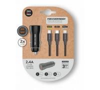 Caricatore Auto Tech One TEC2810 2xUSB+Cavo 3 in 1 12W Caricatore Auto Tech One TEC2810 2xUSB+Cavo 3 in 1 12W