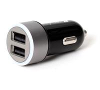 Techly 105322 Caricatore da Auto Universale 2 Porte USB con Uscita 4,8A Nero Nero/Argento