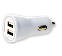 Techly Caricatore da Auto Universale 2 Porte USB 5V 1A&2.1A Bianco