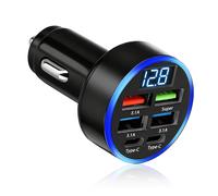 Caricatore auto USB C 6 porte 50W doppio USB-C/A, presa accendisigari C 12V, car