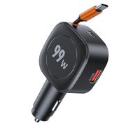 Caricatore Auto USB C 99W 3-in-1 con Cavo Retrattile 45W PD, Super Compatto Accendisigari, PD 3.0&QC3.0, Compatibile con iPhone 17 16 15 14 13 12 Pro Max, iPad, Galaxy S25 S24 Ultra, Tablet