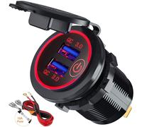 Caricatore auto USB QC3.0 doppio interruttore, barca, moto, camion