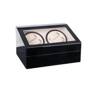 Caricatore automatico per orologi con 4 orologi, con 6 scomparti extra di memoria, in pelle PU, di lusso, per orologi automatici, esterno nero, interno bianco