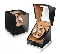 Caricatore Automatico per Orologi con Motore Silenzioso - Alimentato a Batteria o Adattatore CA, arresta la Rotazione Quando Si Apre Il Coperchio, Elegante Design in Pelle per Orologi di Lusso