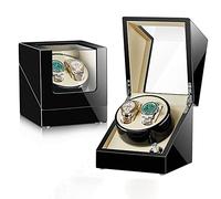 Caricatore automatico per orologi con motore silenzioso, finitura in pelle, alimentazione a batteria/corrente alternata, smette di ruotare quando si apre il coperchio - Perfetto per orologi automatici
