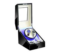 Caricatore Automatico per Orologi Nero Lucido con Luce LED - Motore Silenzioso, Cuscini Morbidi, Doppia Alimentazione, Scatola espositiva con Serratura - Perfetto per Collezionisti