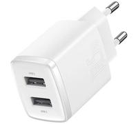 Baseus, Caricabatterie di rete compatto con doppia uscita USB-A 10,5W, Bianco