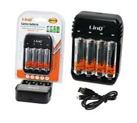 Caricatore Carica Pile Ricaricabili Pila Stilo AA Mini AAA + 4 Batterie 4800Mah