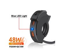 Caricatore carica USB Moto 48W PD+QC3.0 Impermeabile con Interruttore e LED