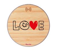 Caricatore cellulari wirless base legno cavo usb incluso stampa love cuore