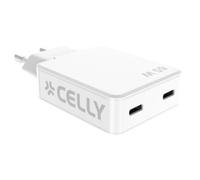Caricatore Celly SLIMTC2C65WWH 65W 2 Porte USB-C Carica Rapida