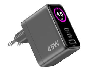 Caricatore Celly TCSCREEN2C1A45W 45W 2 Porte USB-C GaN Nero