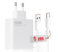 Caricatore da 120 W Ricarica Rapida USB C e Cavo 1 M - Compatibile con iPhone + Samsung + Xiaomi + Redmi - Ricarica Rapida Tipo C 6A Adattatore Parete Originale - Colore Bianco | 3-Stars