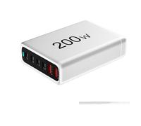 Caricatore Da 200 W Stazione Di Ricarica A 6 Porte Caricatore USB Tipo C PD Caricatore Rapido QC4.0 For Laptop Cassaforte Veloce(White)