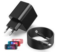 Caricatore da 60 W per Nintendo Switch 2/1/OLED/Lite, Pro Controller, PS5, Xbox Elite Series 2, Steam Deck, alimentatore AC con cavo USB C da 2 m, adattatore di ricarica rapida compatibile con Switch