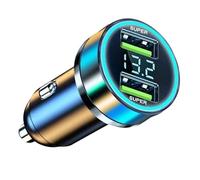 Caricatore da auto con display digitale da 120 W e 240 W, ricarica rapida USB, caricatore ultra potente con anello in metallo, protezione da sovraccarico e rilevamento della tensione per auto