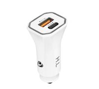 Caricatore da Auto Doppio: Porta USB 3.0 + Porta USB-C Power Delivery Bianco