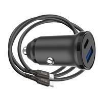 Caricatore da auto USB-C PD 30W / USB-A QC 18W con cavo USB-C a USB-C 60W 1m