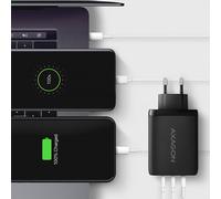 *Caricatore da muro ACU-DPQ100 GaN 3 porte da 100 W nero NEW