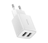 Caricatore da muro - Baseus - 2xUSB - 10,5W - Bianco - Adattatore di corrente