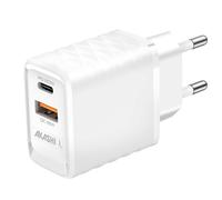 Caricatore da Muro Doppio USB-A QC 3.0 + USB-C Power Delivery 20W Akashi Bianco