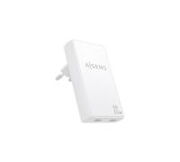Caricatore da Muro GaN Aisens ASCH-65W2P077-W- 2xUSB Tipo-C- 65W- Bianco