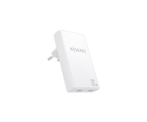 Caricatore da Muro GaN Aisens ASCH-65W2P077-W- 2xUSB Tipo-C- 65W- Bianco