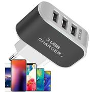 Caricatore da muro USB a 3 porte - Adattatore presa USB illuminato intelligente per smartphone | Caricatore USB multiporta portatile per casa e ufficio, design compatto per una sola carica