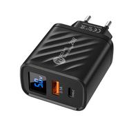 Caricatore da Muro USB - Adattatore da Parete con 2 Porte per Ricarica Rapida | 1 Tipo C 1 USB in PC Ignifugo | Compatibile con Telefoni Cellulari | da Viaggio per Europa e USA