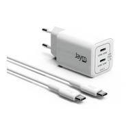 Caricatore da parete 2 USB-C GaN 65W PD-PPS con cavo USB-C a USB-C 100W 2m - Nouvo