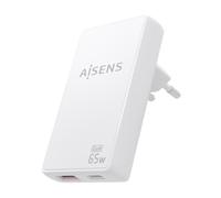 Caricatore da parete Aisens ASCH-65W2P076-W GaN 65W USB-C USB-A ultrasottile bianco