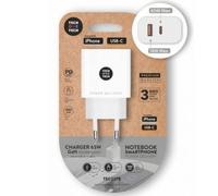 Caricatore da Parete Tech One Tech GaN TEC2270 65W USB-C USB-A Bianco