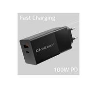 Caricatore da rete - Qoltec - 52382 - 100W - 2 porte USB - Nero
