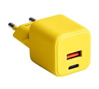 FOREVER COLORUM Caricatore USB C USB A 30W Giallo - Funzione di Caricabatterie Rapido e Tecnologia Power Delivery - Presa USB con Custodia Resistene al Fuoco e Tecnologia GaN - Caricatore USB A USB C
