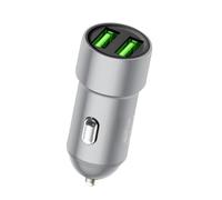 Caricatore da sigaretta USB in metallo Adattatore Auto Portatile Sicuro | Due porte USB per i tuoi viaggi, vita quotidiana, viaggi professionali e viaggi domestici-lavoro auto