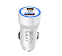 Caricatore di auto di ricarica rapida - Plug di carica PD 30W di ricarica a 2 porte, 2,21x1,02 pollici Caricatore per auto multiuso per tablet, smartphone, registratori di guida, controller di gioco