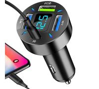 Caricatore di auto USB Quick Charge 3.0-66W USB C Caricatore per auto veloce, Adattatore per accendisigari per sigaretta di tipo C di tipo C con display digitale a LED, monitoraggio in reale del