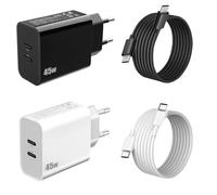 Caricatore di rete USB C 45W e cavo per Samsung Galaxy S25 Ultra/S24 Ultra/S23 FE/S25 Plus/A56 5G/A26 A36 A16 A55 A35 A25 A15/A54 A53 A34 Z Fold 5 6 7/Z FILP Note 20 Tipo C Presa di ricarica rapida 2