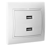 Caricatore doppio USB 2 x 2,1 A bianco, connessione serie Europa, ideale per caricare più dispositivi in modo efficiente.