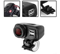 Caricatore doppio USB per moto, con termometro e voltmetro per sistemi da 12 V 24 V