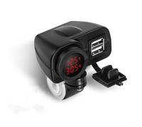 Caricatore doppio USB per moto con voltmetro digitale termometro display LED, impermeabile 12 V-24 V DC 5 V 4,2 A per GPS telefoni cellulari, supporto manubrio