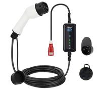 Caricatore EV Tipo 2 a Spina CEE 3 Fasi 22kW Corrente Regolabile 8-32A Cavo di Caricamento EV con Schermo Display/Ritardo di Tempi 1-10Ore/borsa Facilita la Ricarica Veloce per Veicoli Elettrici,5m