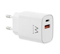 Ewent Caricabatterie Rapido GaN 30W Doppia Porta USB-C Power Delivery e USB-A QC3.0, PPS avanzato, Ricarica Veloce per iPhone e Android, Alimentatore USB da Viaggio per Smartphone, Tablet, Console