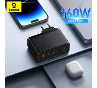 Caricatore GaN Baseus 160W per iPhone 17 16 15 14 Caricatore rapido per tablet portatile Caricatore USB C Caricatore per telefono QC PD3.1 per Xiaomi