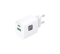 Techly 621895 Caricatore Alimentatore GaN USB-C™ 20W e USB-A 18W da Muro Bianco