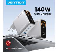 Caricatore GaN Vention 140W con Display Intelligente, Caricatore USB C per iPhone 16 15 14 Xiaomi Samsung Galaxy Laptop e Telefono
