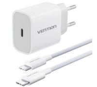 Caricatore GaN Vention G12W0-EU USB-C 20W con cavo USB-C 1m bianco
